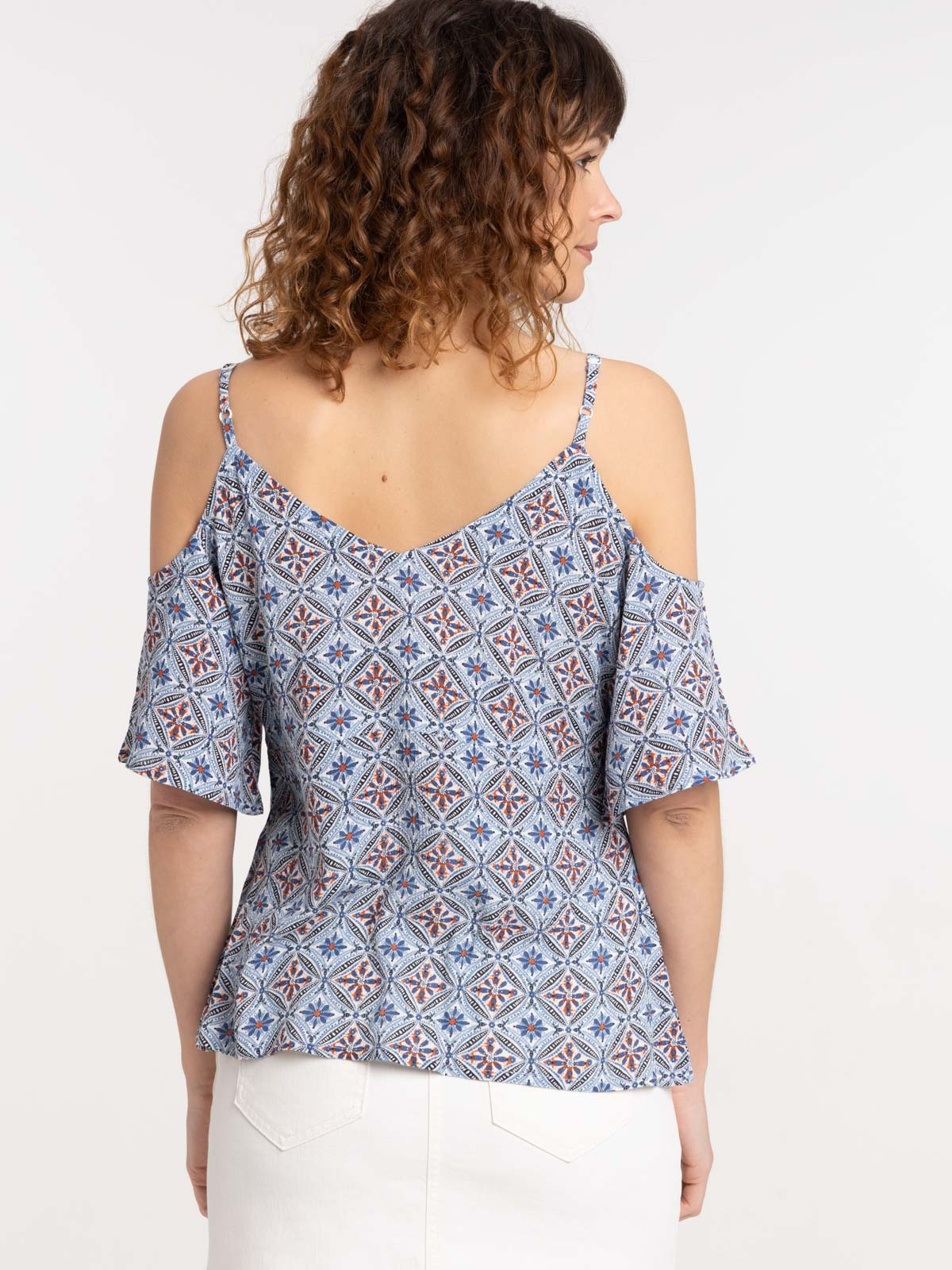 Top imprimé épaules ouvertes femme Top imprimé épaules ouvertes femme