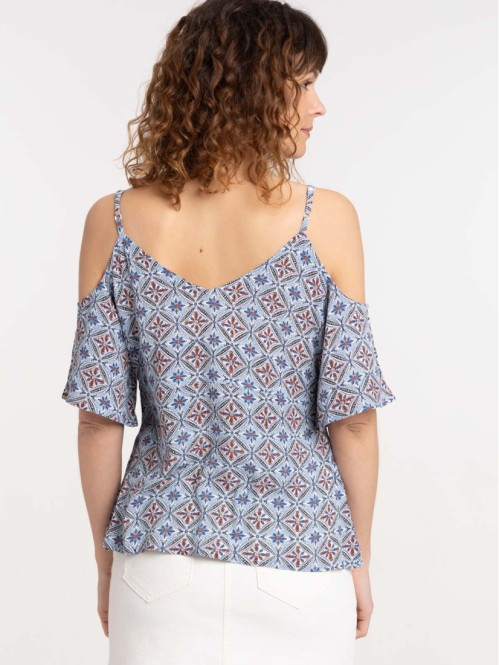 Top imprimé épaules ouvertes femme Top imprimé épaules ouvertes femme