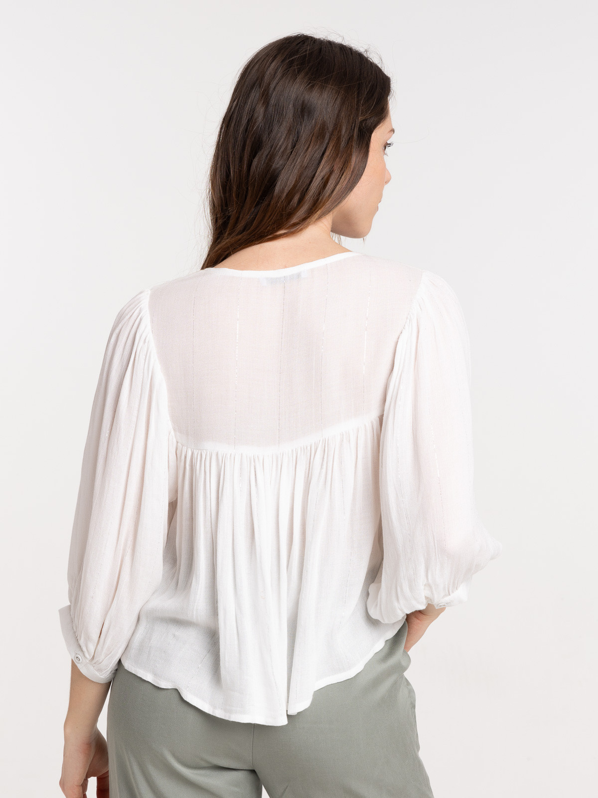 Blouse manches ballons femme écru