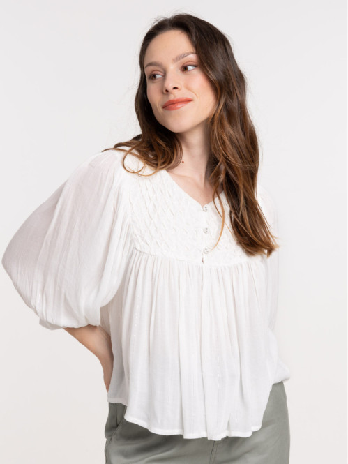 Blouse manches ballons femme écru