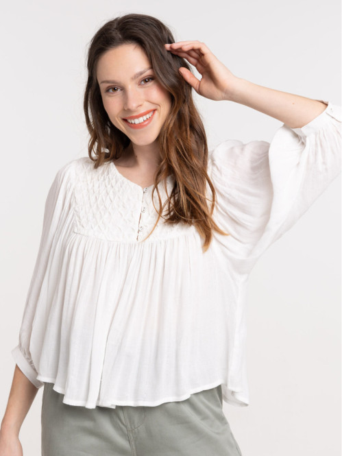 Blouse manches ballons femme écru