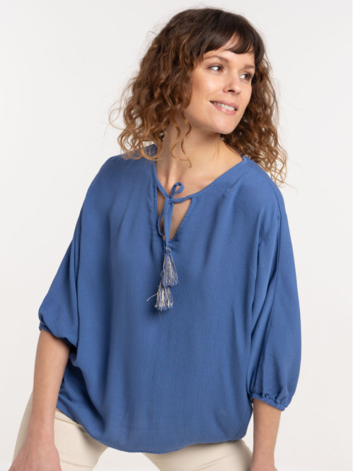 Blouse fluide felle bleu de fès