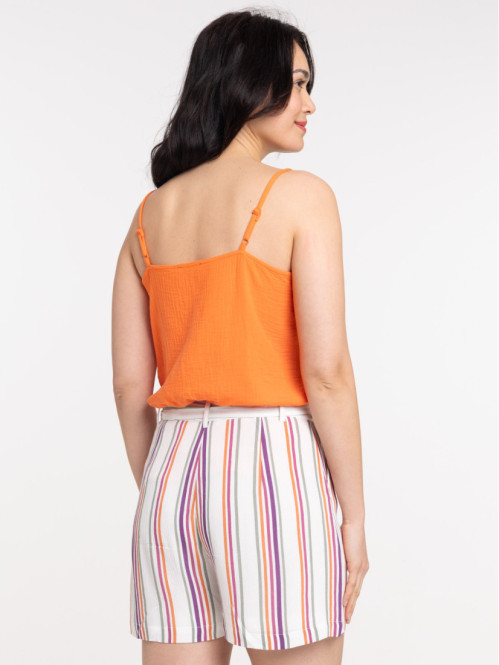 Débardeur bretelles orange vif femme
