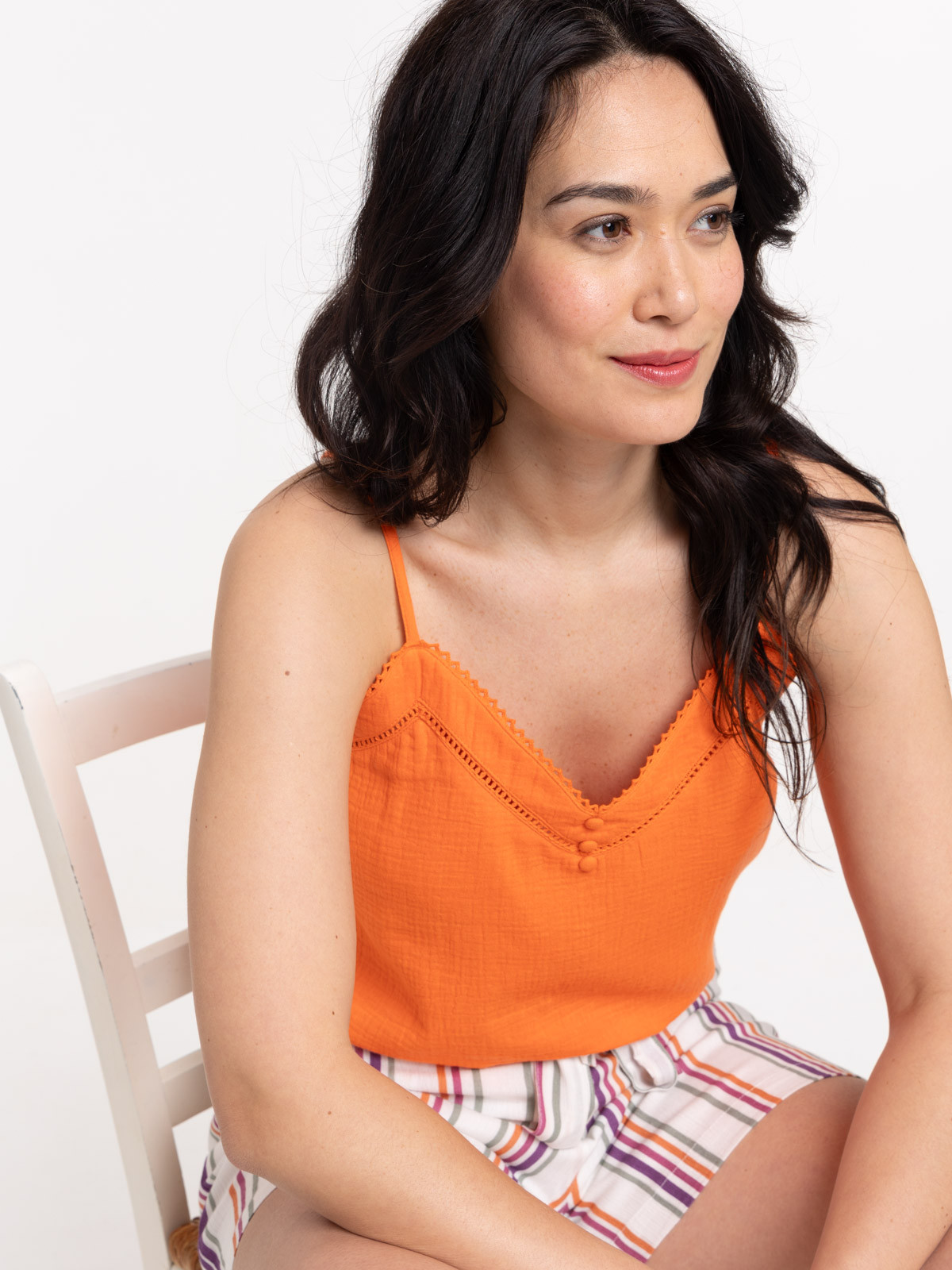 Débardeur bretelles orange vif femme