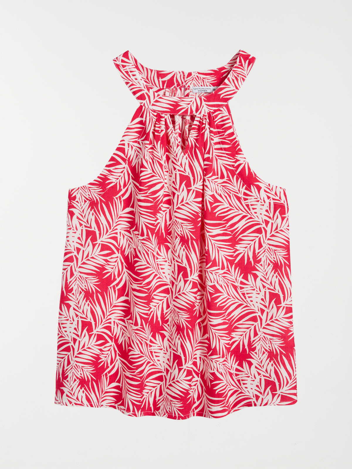 Top motif tropical fushia femme