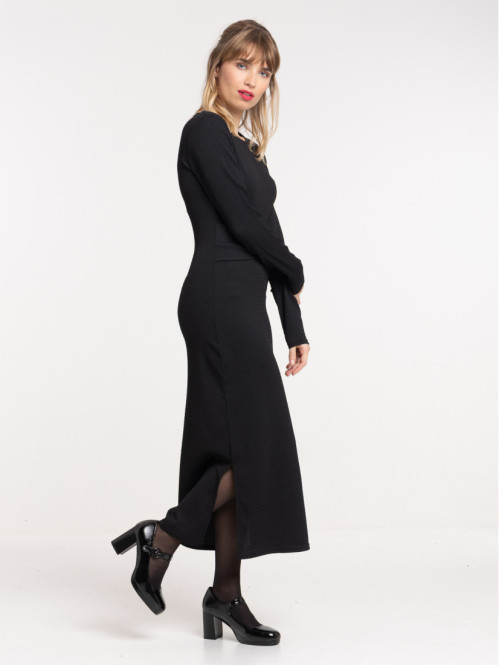 Robe mi-longue noire femme