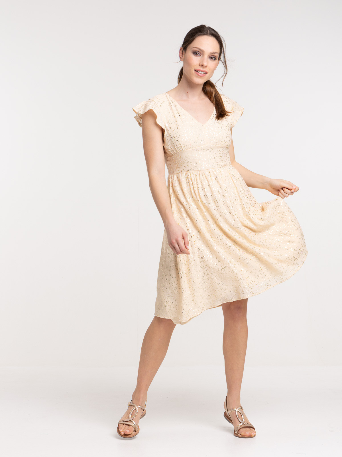 Robe imprimée nude femme
