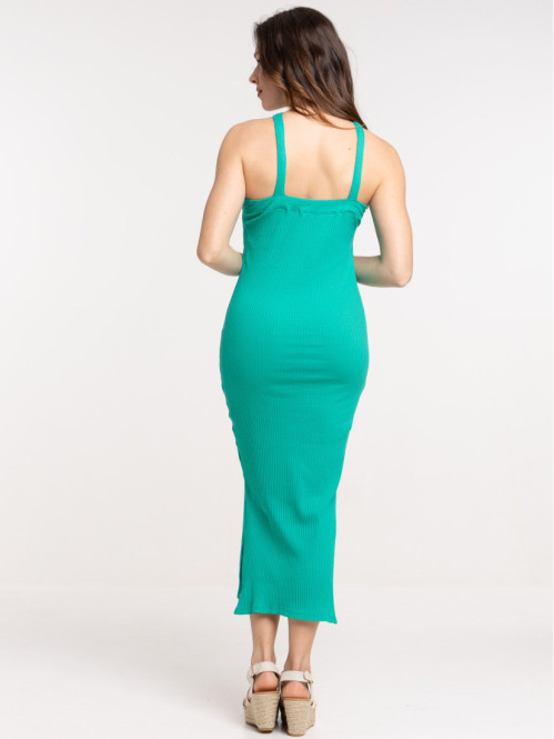 Robe côtelée coloris gazon femme