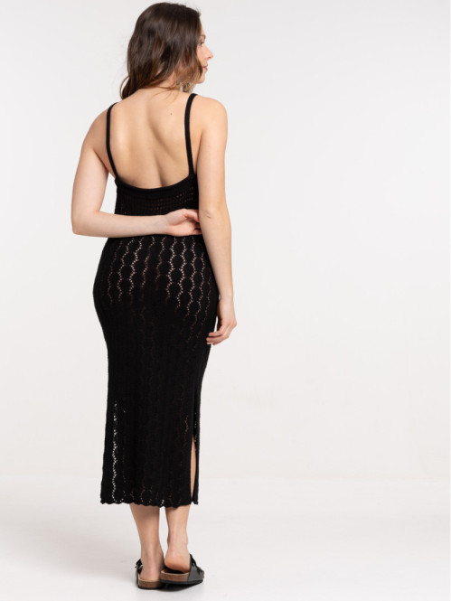 Robe longue crochet noire femme Robe longue crochet noire femme