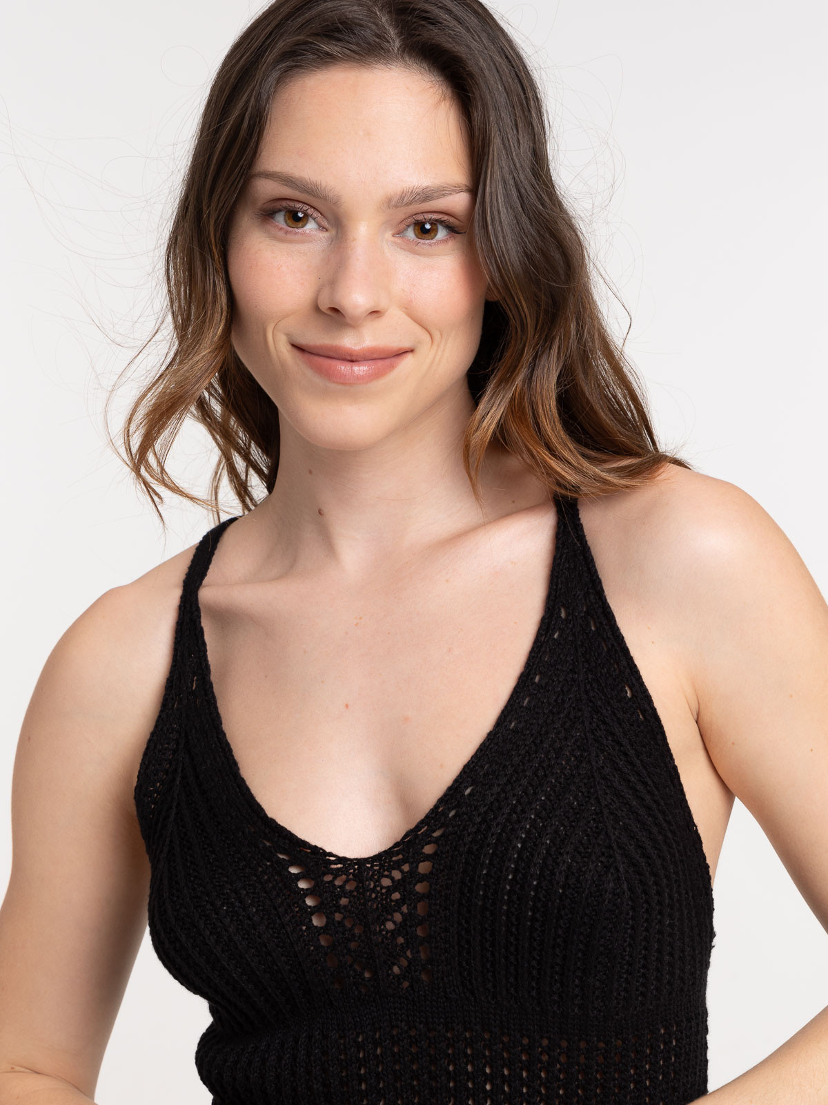 Robe longue crochet noire femme Robe longue crochet noire femme