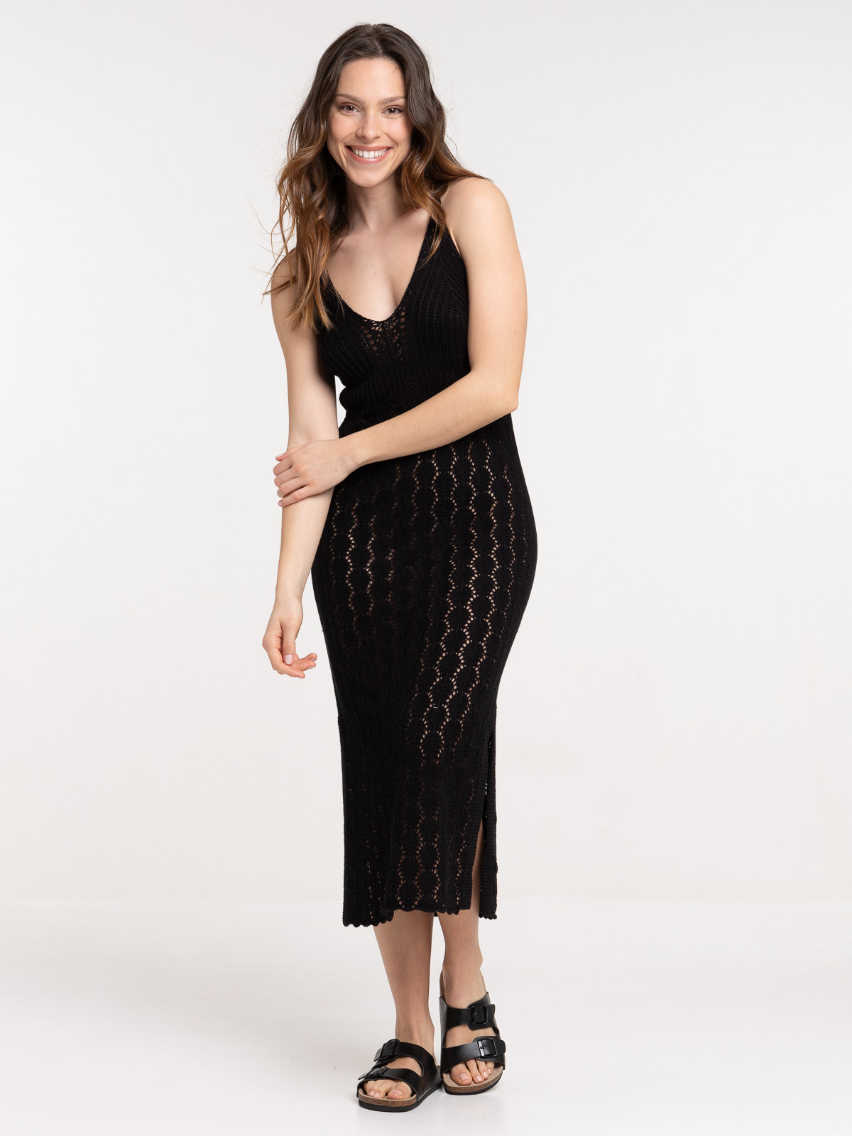 Robe longue crochet noire femme Robe longue crochet noire femme