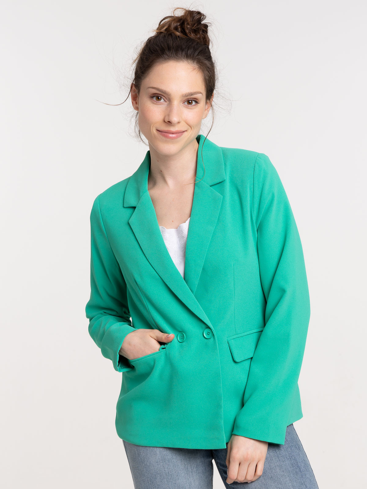 Veste tailleur coloris gazon femme Veste tailleur coloris gazon femme