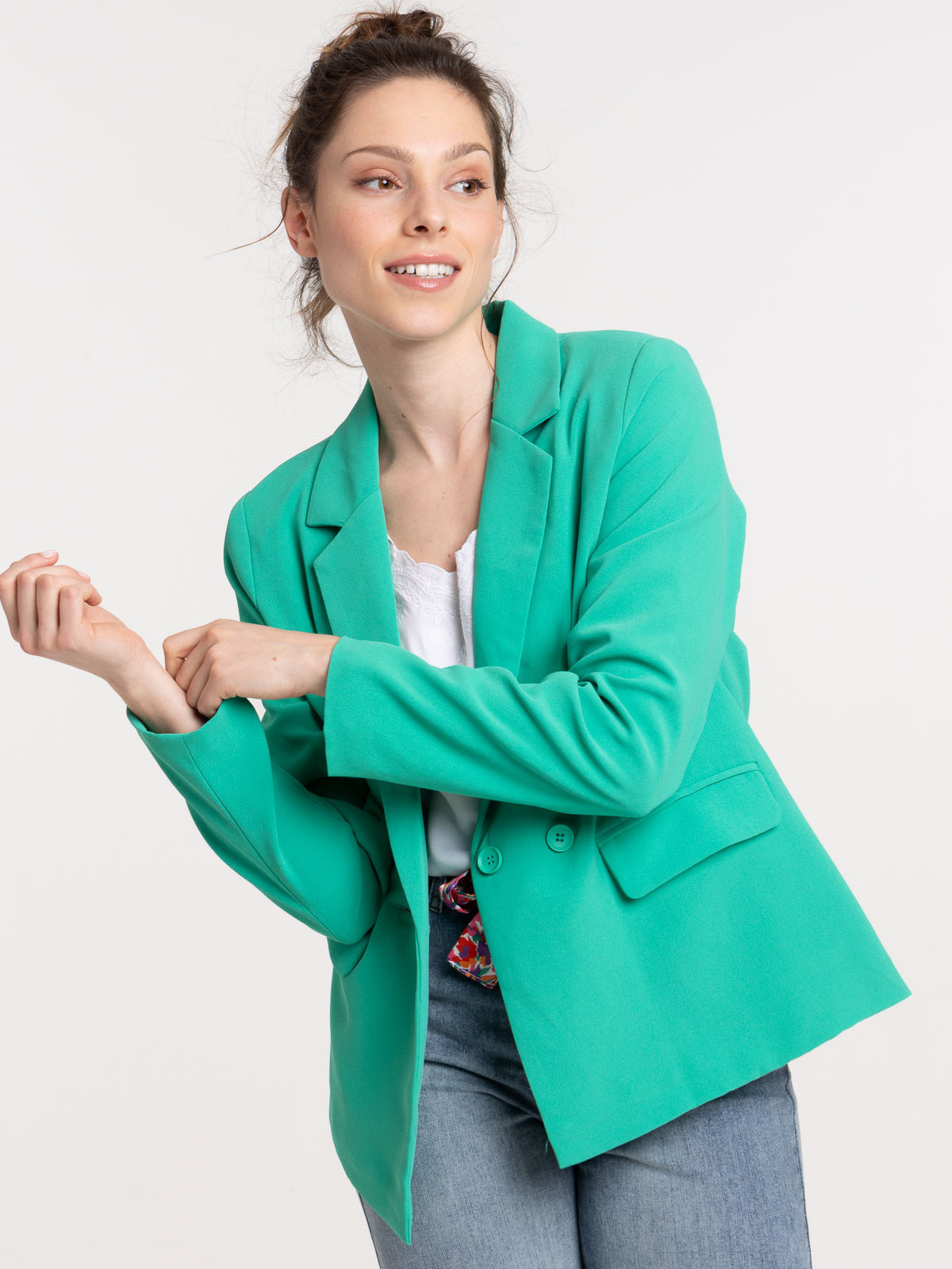 Veste tailleur coloris gazon femme