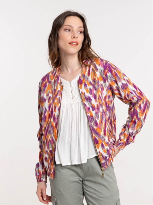 Veste teddy imprimé zippé femme