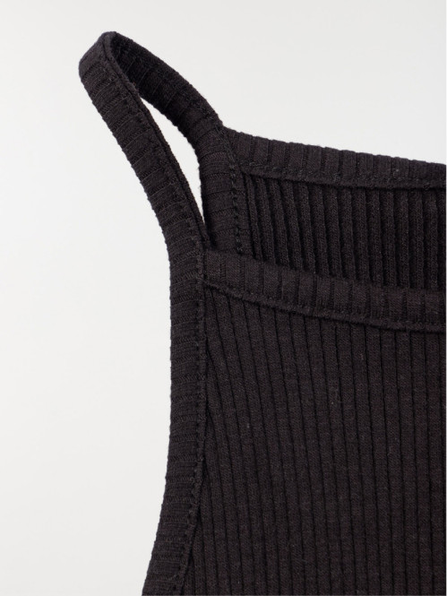 Débardeur côtelé fille noir...