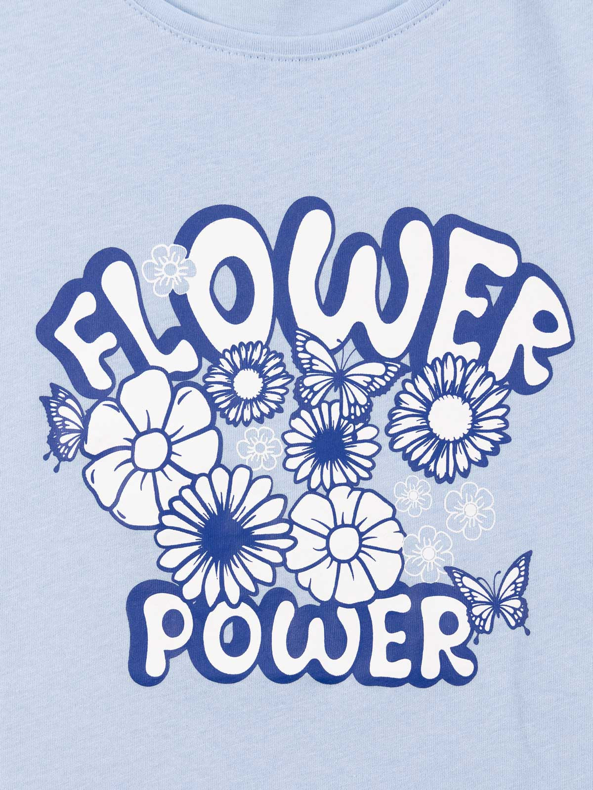 T-shirt floral bleu pâle fille (XXS-M)