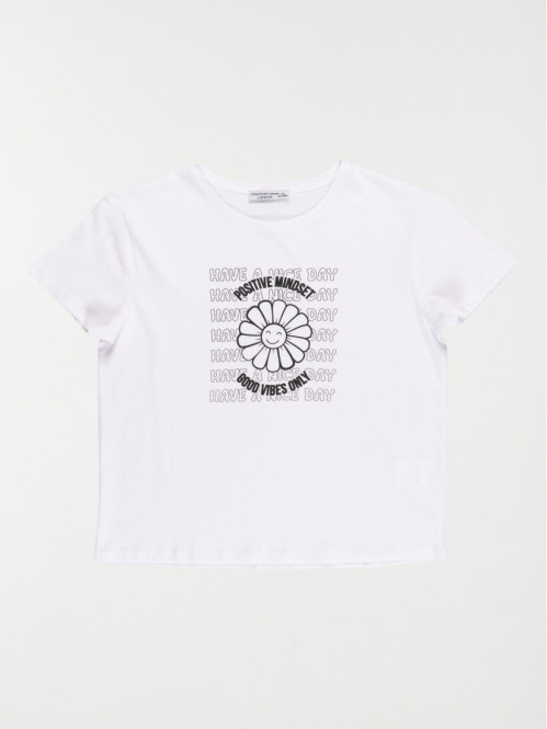 T-shirt floral blanc fille (XXS-M)
