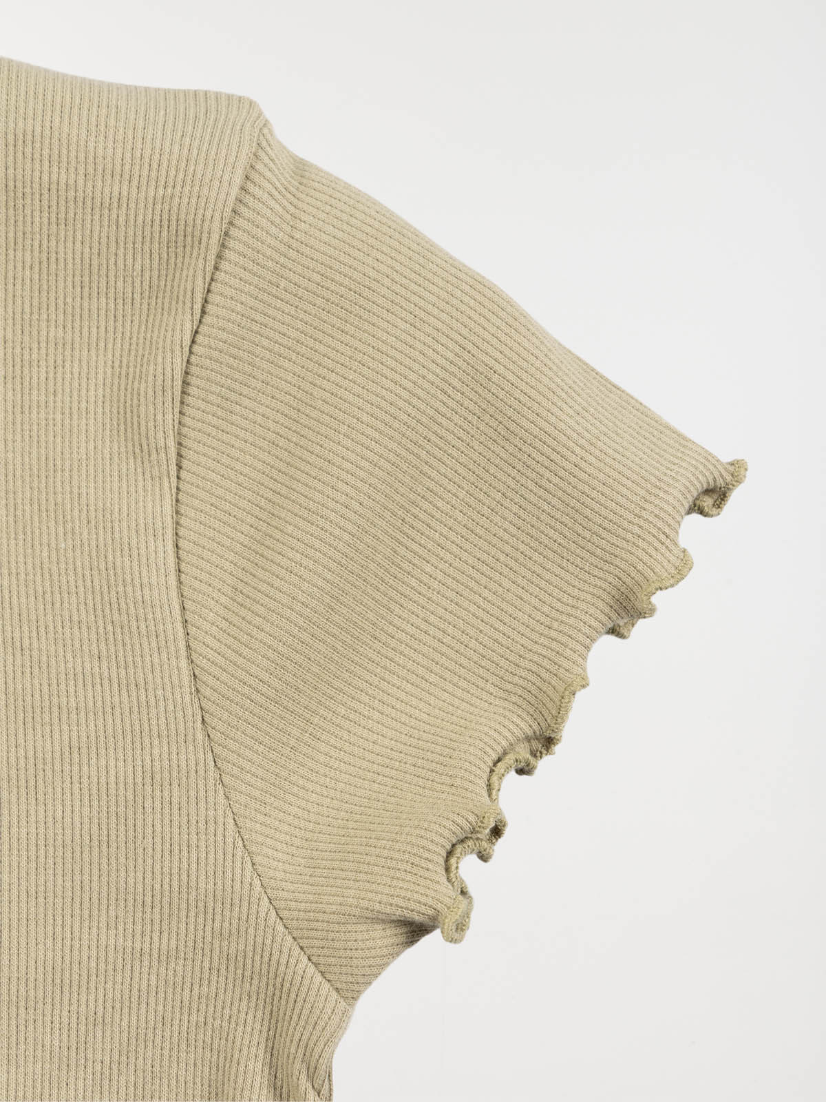 T-shirt kaki clair côtelé fille (XXS-M)