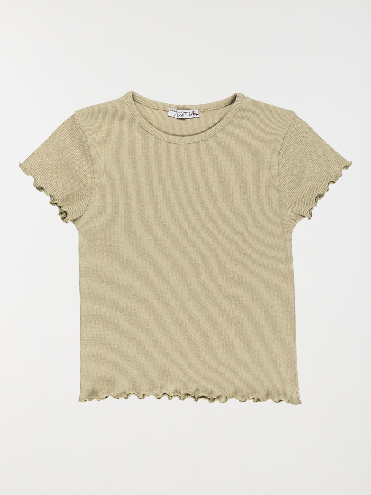 T-shirt kaki clair côtelé fille (XXS-M)