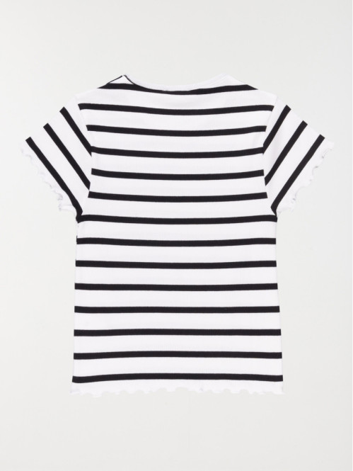 T-shirt rayé côtelé fille (XXS-M)