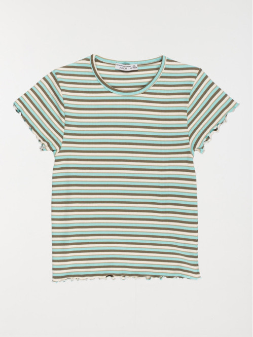 T-shirt rayé côtelé fille (XXS-M)