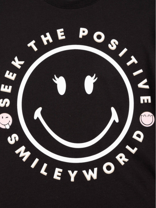 Tee-shirt noir smiley fille (XSS-M) Tee-shirt noir smiley fille (XSS-M)