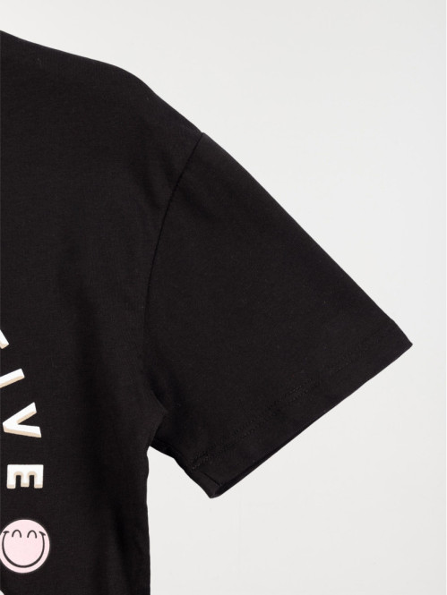 Tee-shirt noir smiley fille (XSS-M) Tee-shirt noir smiley fille (XSS-M)