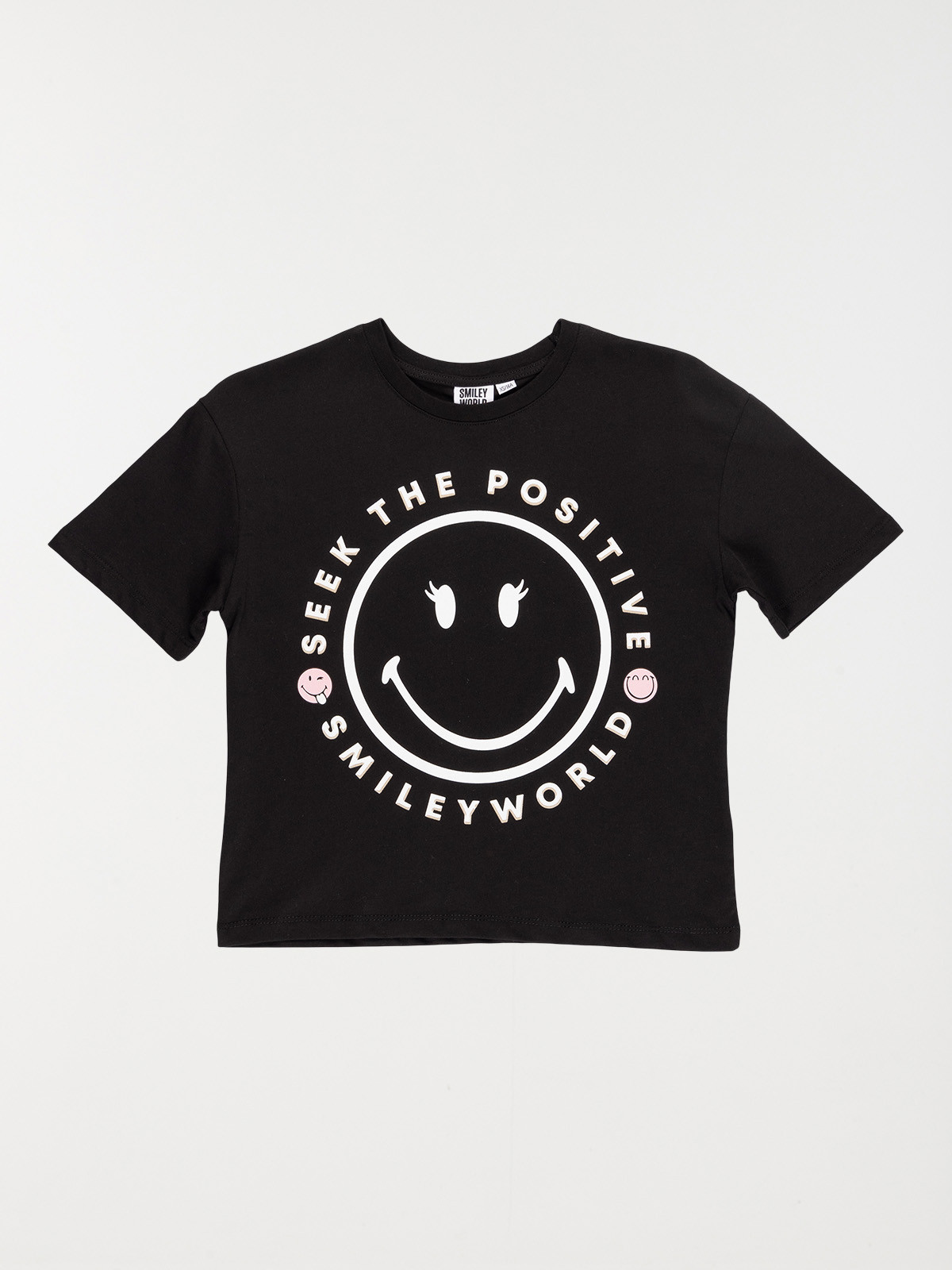Tee-shirt noir smiley fille (XSS-M)