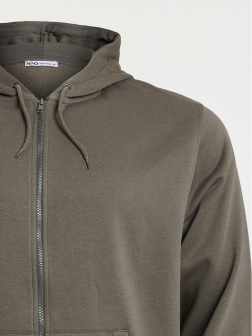 Sweat capuche kaki grande...