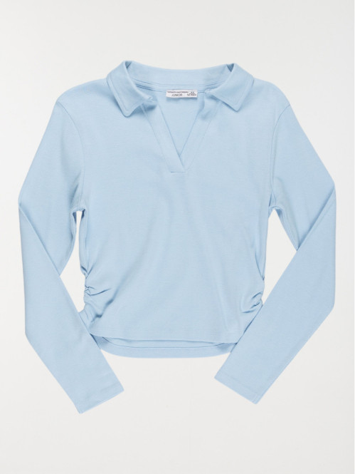 T-shirt polo bleu pâle fille (XXS-M)