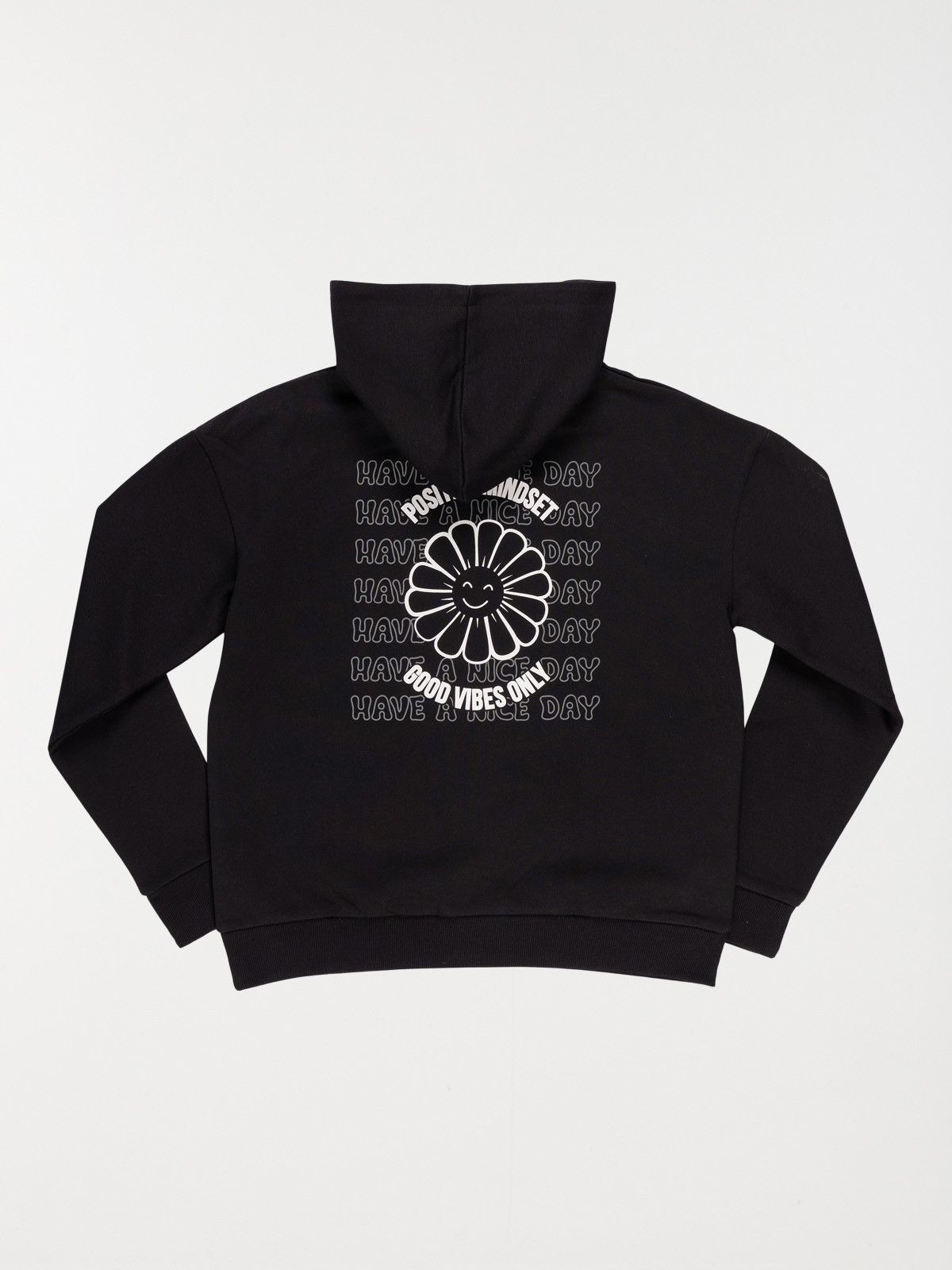 Sweat noir à capuche fille (XXS-M)