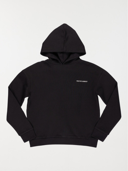 Sweat noir à capuche fille (XXS-M)