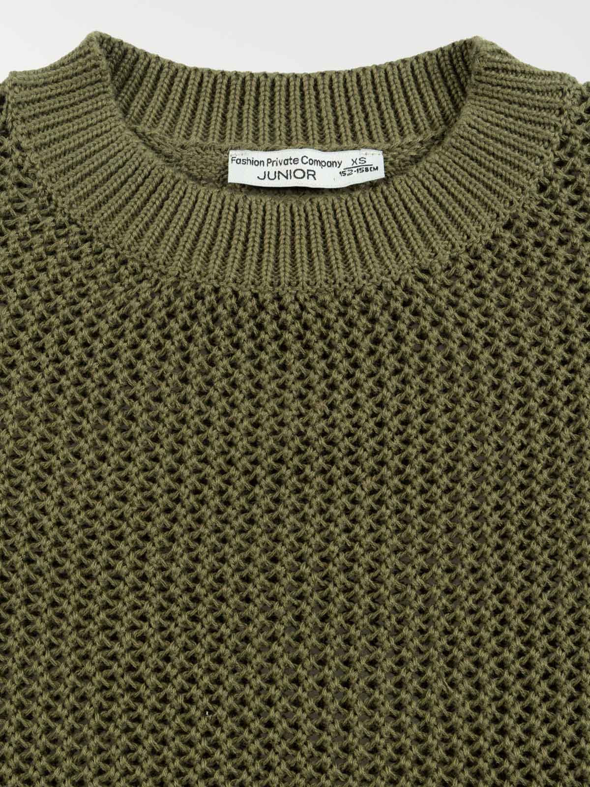 Pull ajouré lichen green fille (XXS-M) Pull ajouré lichen green fille (XXS-M)
