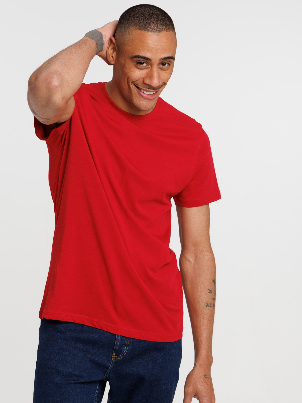 T-shirt col rond carmin homme