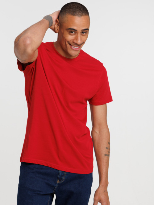T-shirt col rond carmin homme
