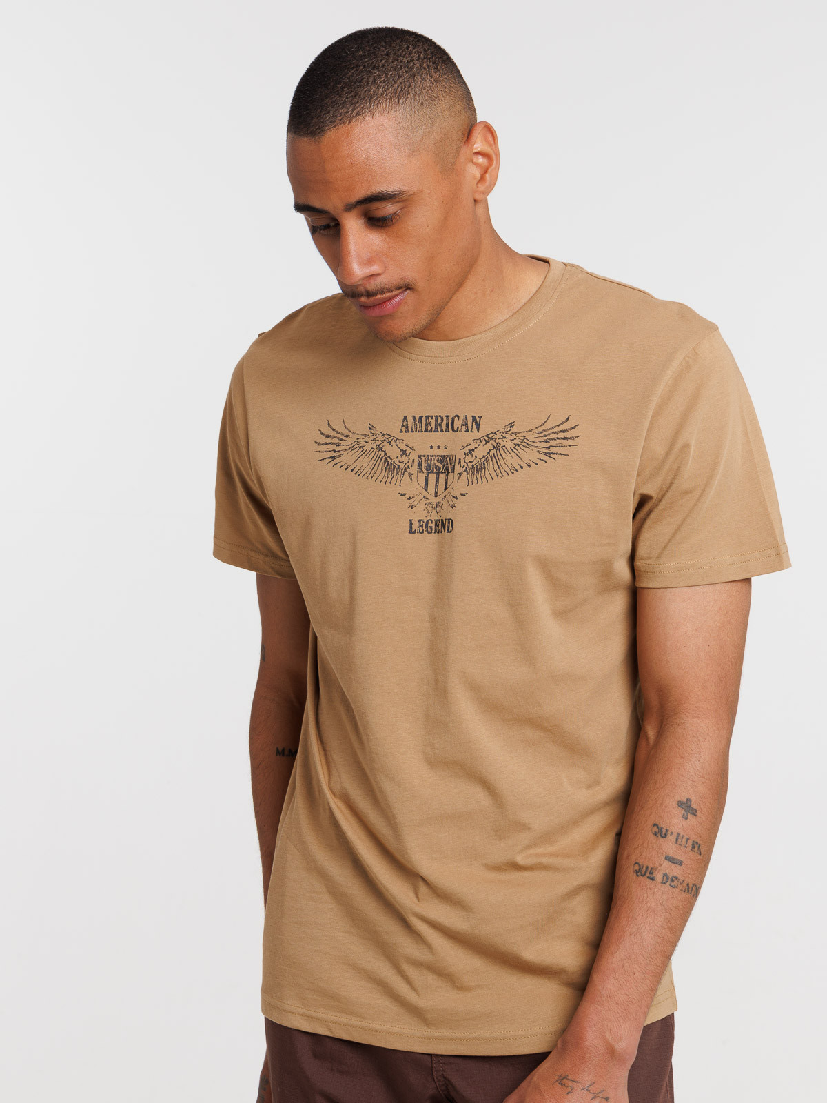 T-shirt USA coloris fauve homme