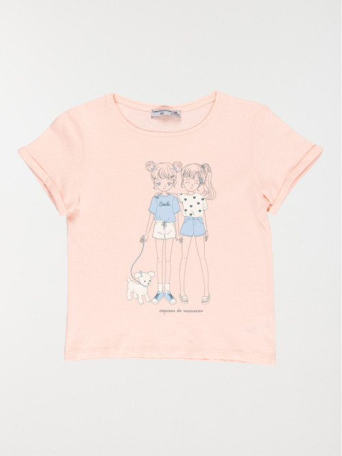 T-shirt copines vacances fille (3-12A)