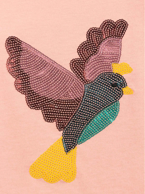 Tee-shirt oiseau fille rose (3-12A)