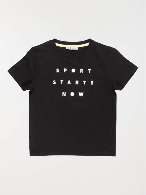 T-shirt noir message garçon (3-12A)