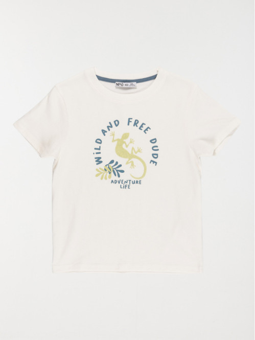 T-shirt lézard et message garçon (3-12A)