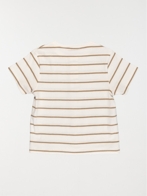 Tee-shirt garçon rayé ecru (3-12A)