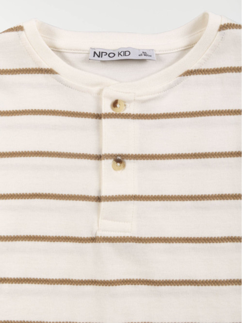 Tee-shirt garçon rayé ecru (3-12A)