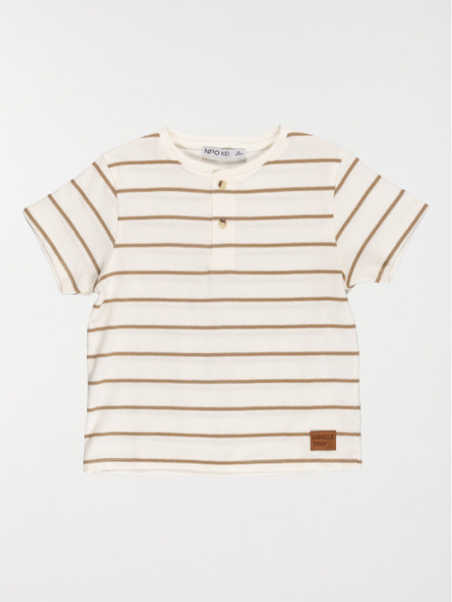 Tee-shirt garçon rayé ecru (3-12A)