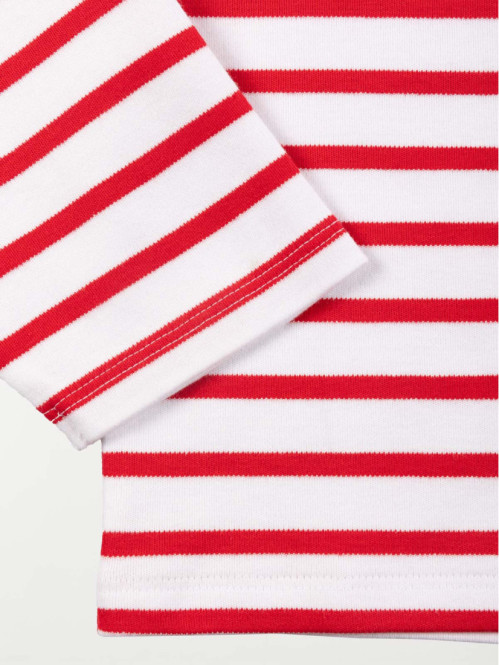 T-shirt rayé fille coeurs brodés (3-12A) T-shirt rayé fille coeurs brodés (3-12A)