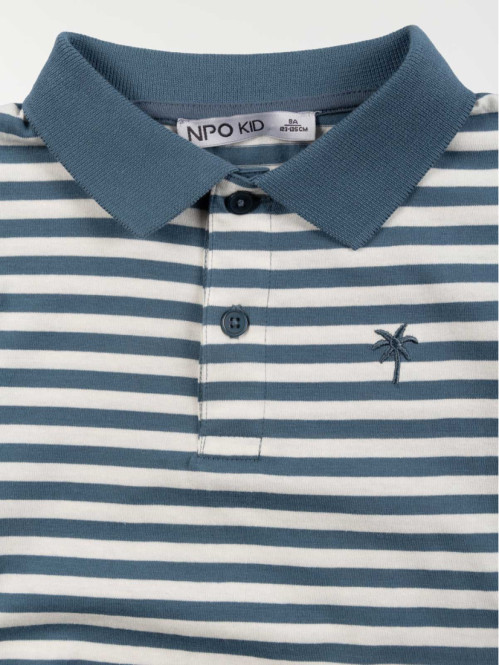 Polo rayé palmier brodé garçon (3-12A) Polo rayé palmier brodé garçon (3-12A)