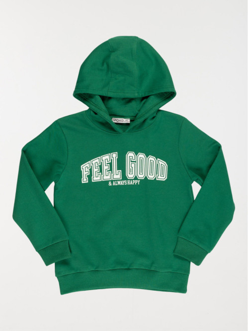 Sweat capuche vert sapin garçon (3-12A)