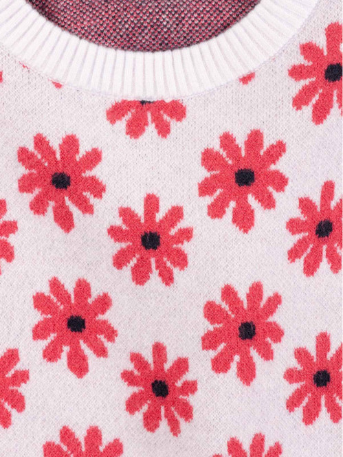 Pull court fleuri fille...