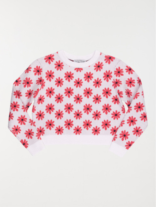 Pull court fleuri fille (3-12A)