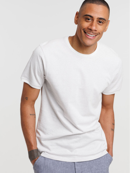 T-shirt mocca latte imprimé pois homme