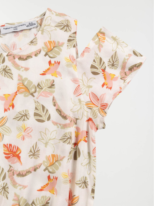 Robe tropicale écru fille (3-12A) Robe tropicale écru fille (3-12A)